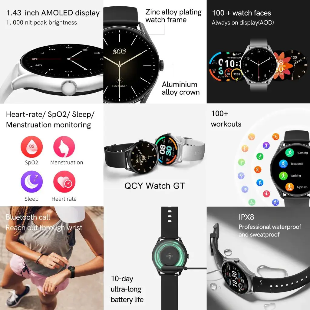 QCY Watch GT Smart Watch With Retina AMOLED Display - Deximpo Shop